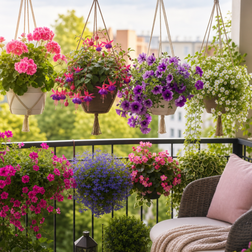 Doniczki wiszące na balkon. Jakie rośliny najlepiej w nich uprawiać?